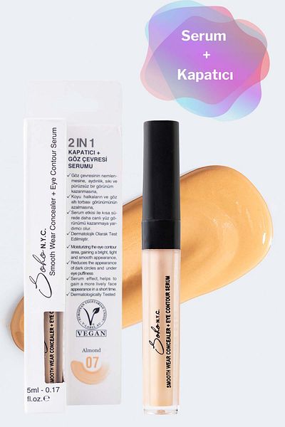 Soho N.Y.C. Vegan Serum Concealer for Under-Eye Dark Circles and Bags 5ml - No:7 Almond