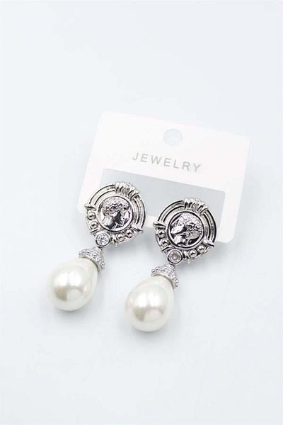 MENESSA Medallion Pearl Earrings - Silver