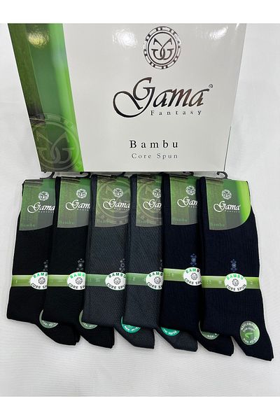 Gama Çorap 6 броя дебели зимни мъжки чорапи от бамбук, 100% естествени, без найлон, черно-тъмносиво