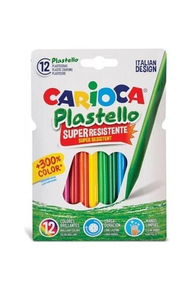CARIOCA Pack of 12 Pastel Crayons - Non-Puffing Triangle Hands, Washable