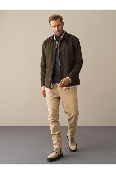 Xint Erkek Haki %100 Pamuk Regular Fit Gömlek Ceket
