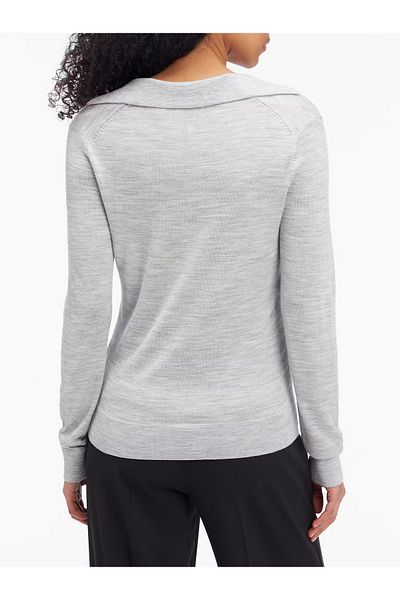 Calvin Klein Women's V-Neck Slim Fit Long Sleeve Gray Sweater K20K 208029 -P68