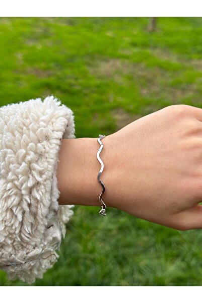 KARSU Ajda Bilezik Zigzag Model 925 Ayar Gümüş Bilezik