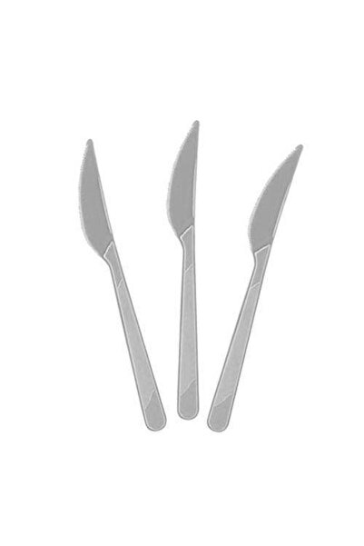 Parti Dükkanım سكين بلاستيك فضي فاخر (25 قطعة)