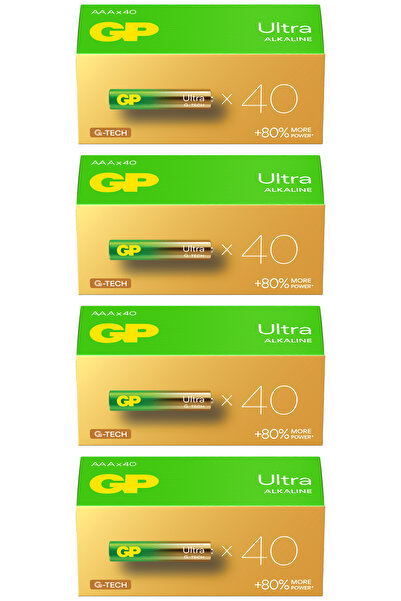 GP Batteries G-TECH Ultra Alkalin İnce LR03 - AAA Boy 1.5V 40'lı 4 Paket 160 ...