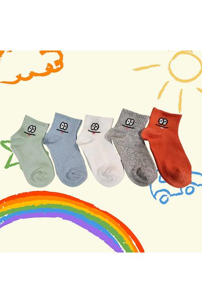 SOCKSHION 5 чифта комплект детски чорапи с изражение на лицето