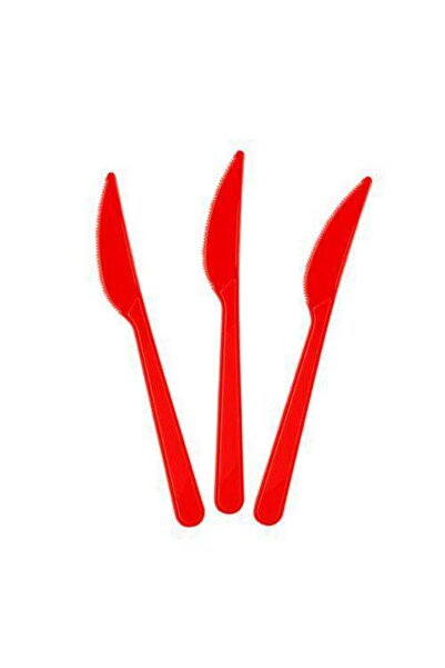 Parti Dükkanım سكين بلاستيك أحمر فاخر (25 قطعة)