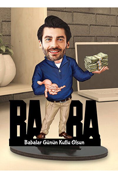 Fotomcity Kişiye Özel Fotoğraflı En Yakışıklı Baba Tasarımlı Karikatür Biblo
