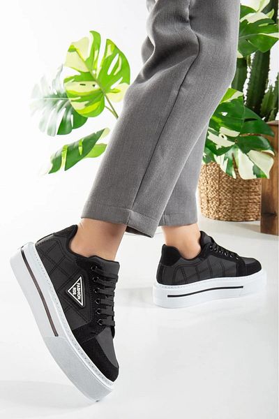 Zerenyus Pantofi sport de damă Premium Ortopedici Negru Alb Zera