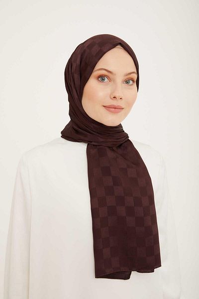 Armine Trend Jacquard Șal cu diamante cu model prune închise 2-23035