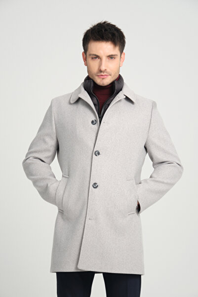 Frappoli Товстий чоловічий пальто - комір-стійка, прямий крій, накладні кишені спереду