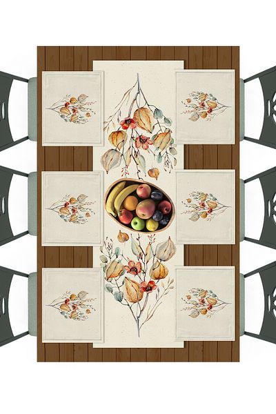 Filamente Ramadan Runner + 6 Pieces of American Service / Table Set / Stain Resistant and Washable Micropetek Fabric