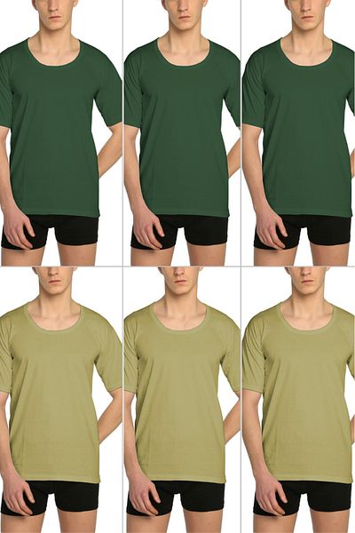 CENNETOĞLU Men's Wide Collar Combed Cotton Undershirt 6 Pack