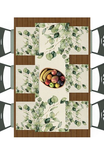 Filamente Ramadan Runner + 6 Pieces of American Service / Table Set / Stain Resistant and Washable Micropetek Fabric