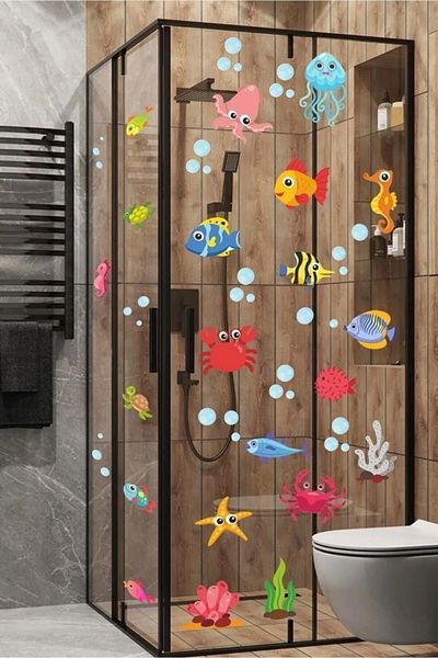 Kt Grup Underwater World - Sea Creatures Fish, Crab, Octopus 50 τμχ Αυτοκόλλητο τοίχου μπάνιου
