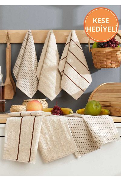 Rebeka Home Collection Set Prosoape Bej Sophia 6 Bucuri 30x50 Cm Prosoape De Mână și Față Prosoape Bucătărie