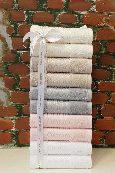 Özdilek Elissa Towel 10 Pieces - Pink White Gray Stone Cream