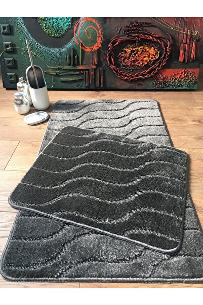 Ekinokshome سجادة حمام، قابلة للغسل، قاعدة مضادة للانزلاق، مجموعة من 2 سجادة مدخنة