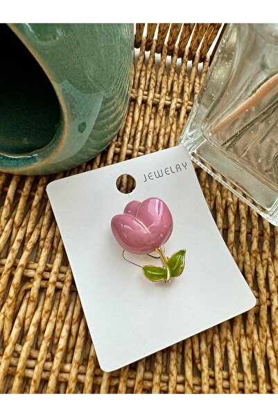 Pelin Aksesuar Pembe Mini Lale Broş