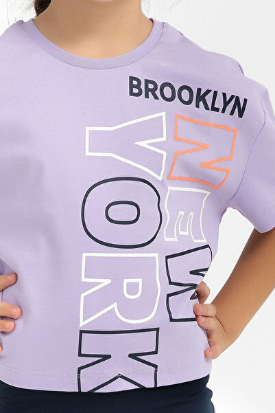 Rolypoly Newyork Lila Kız Çocuk Bermuda Tayt Takım