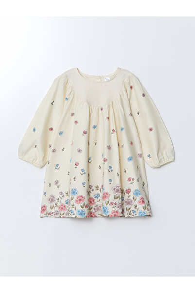 LC Waikiki Crew Neck Floral Gabardine Baby Girl Dress