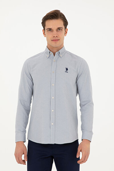 U.S. Polo Assn. Nova024Y Us Polo Assn Men's Long Sleeve Shirt 1886621 Stone