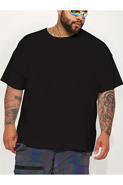 FUWEAR Μαύρο μπλουζάκι Oversize μεγάλου μεγέθους