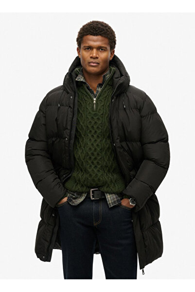 SUPERDRY Siyah Erkek Mont M5011917A02A_HOODED SPORTS PUFFER M