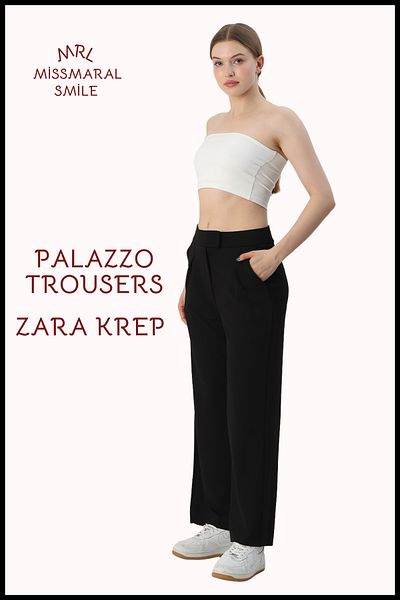 missmaral Women's Lycra Velcro Closure Black Palazzo Pants