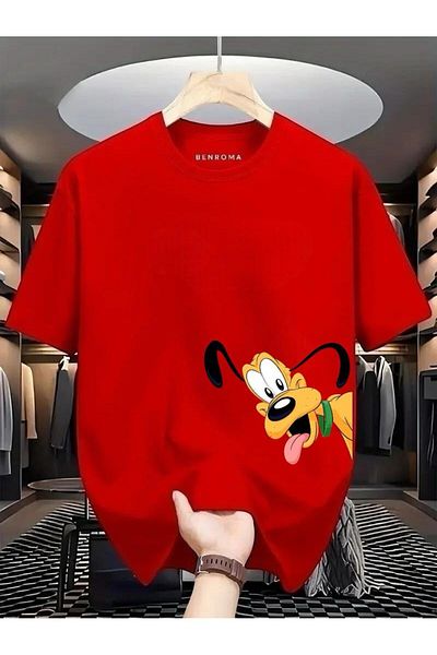 BENROMA In Cart 6 or More Purchases Get 1 T-Shirt as a Gift - Dog Printed Oversize T-Shirt