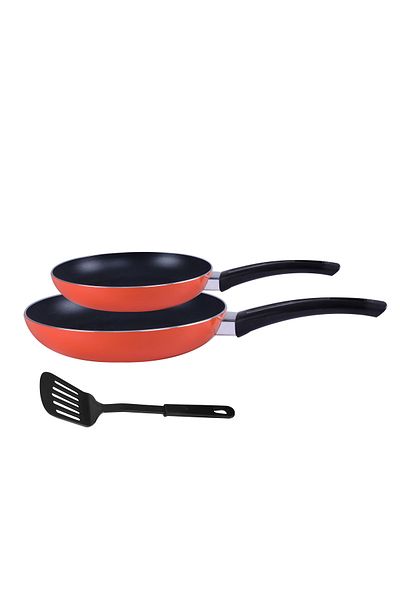 ROYALFORD RF7802OR 3Pcs Aluminium Fry Pan 18 & 24 Cm with Slotted Turner