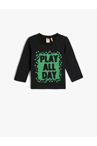 Koton T-Shirt Printed Long Sleeve Crew Neck Cotton