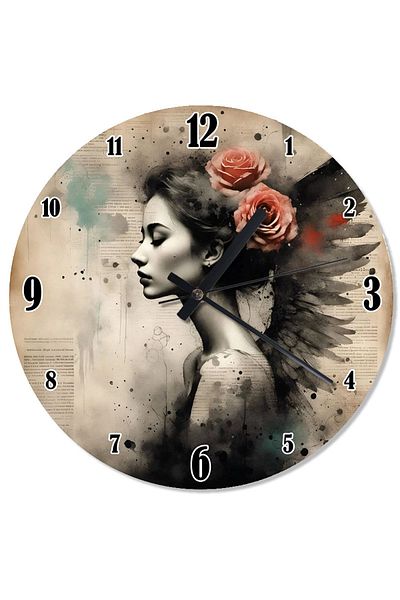 Tablomega Floral Woman Portrait Design Wall Clock