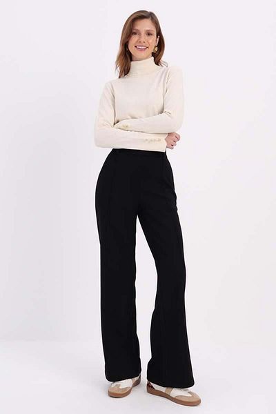 ALLDAY Pantaloni largi cu nervuri negre