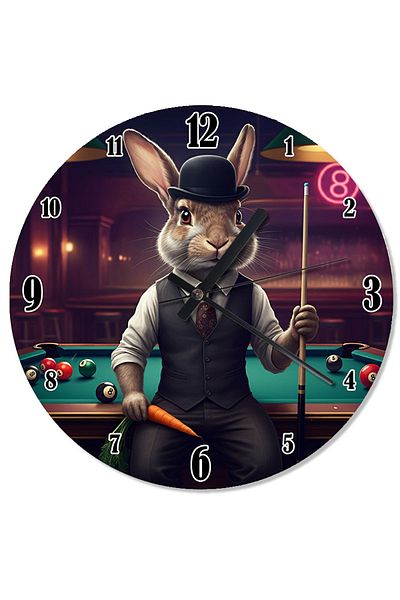 karizmart Rabbit Design Wall Clock on the Billiard Table