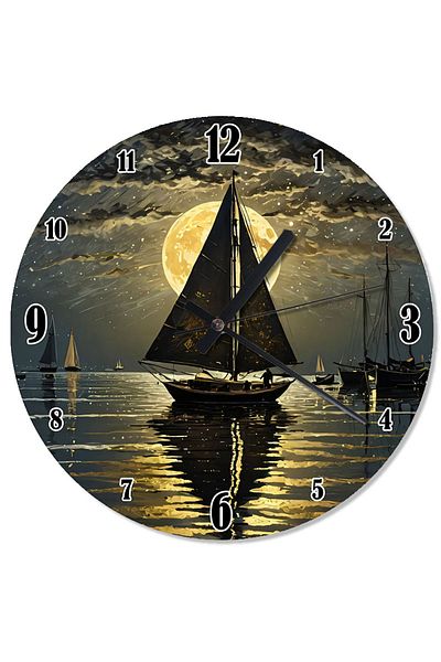 karizmart Sailing Ship Night Ride Special Design Wall Clock