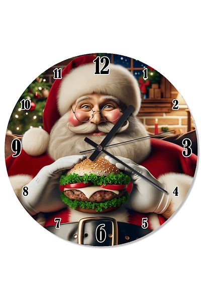 karizmart Santa Claus Eating Burger Wall Clock with Mites