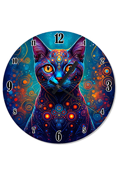ekart ساعة حائط بتصميم قطة كونية ملونة