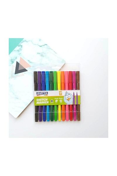 Gıpta Sketch Marker Brush Tip Triangle Body 12 Fineliner Pen