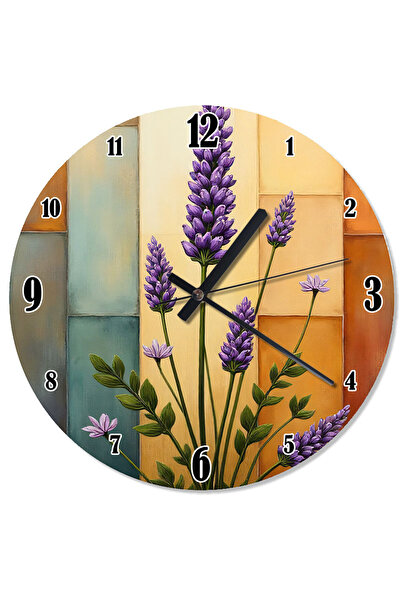 ekart ساعة حائط بتصميم خاص بخلفية الخشب واللافندر