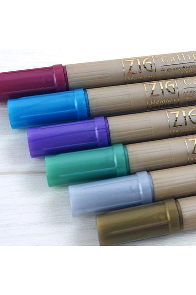 Zig Ms-8400/6V - 6-Piece Metallic Color Calligraphy Pen