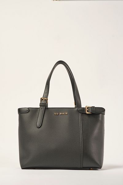 Ted Baker Schwarze Einkaufstasche aus schlichtem Leder mit Innentasche 9045