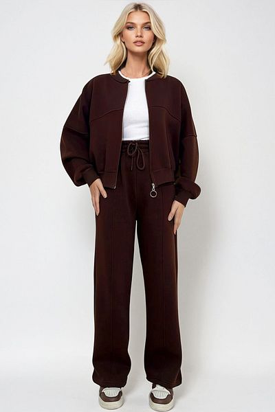 Trend Alaçatı Stili Set dámských teplákových kalhot Crew Neck 3 Yarn – zip Alc-X13284