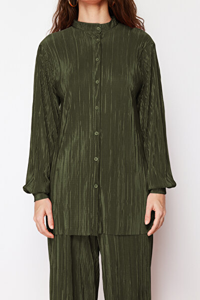 Trendyol Modest Khaki hajtogatott kötött alsó-felső készlet TCTSS24US00040