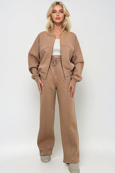 Trend Alaçatı Stili Set dámských teplákových kalhot Crew Neck 3 Yarn – zip Alc-X13284