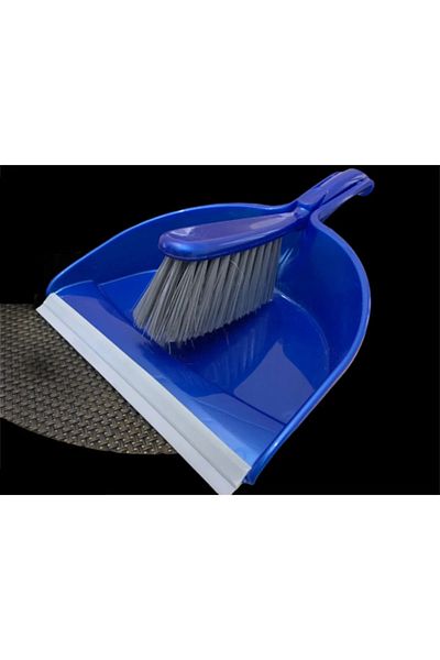 RENKYAPI Blue Broom with Large Brush Plastic - Handheld Cleaning Brush with Shovel Chamber