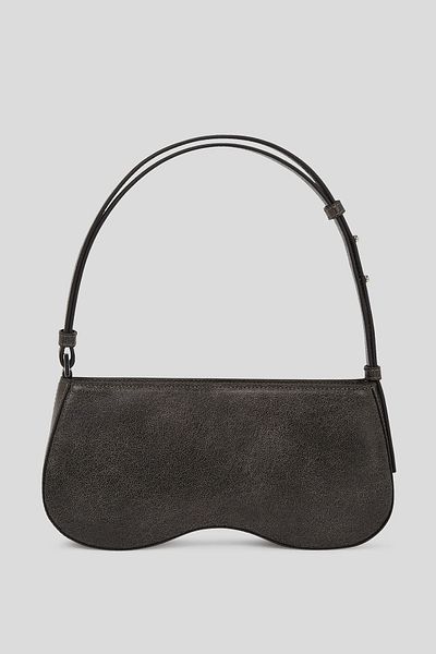 Karl Lagerfeld Damen-Umhängetasche aus schwarzem Jeans-Leder – 17,5 x 12,5 x 5,5 cm 246J3029