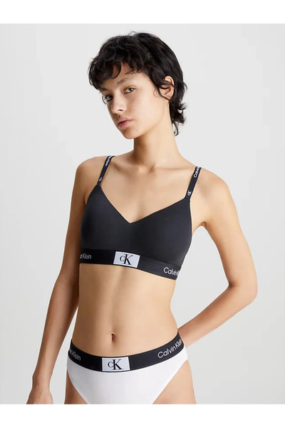 Calvin Klein Kadın Siyah Spor Sütyeni - Logolu Pamuklu, Hafif Destekli 000qf7218e-ub1