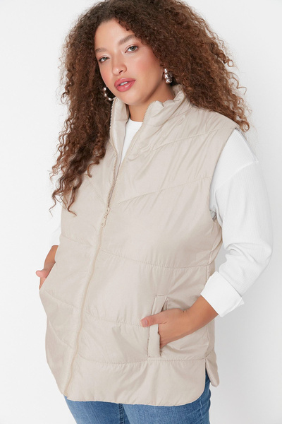 Trendyol Curve Εποχιακό γιλέκο Puffer με τσέπες γιακά και φερμουάρ - κανονική εφαρμογή TBBAW23BH00000