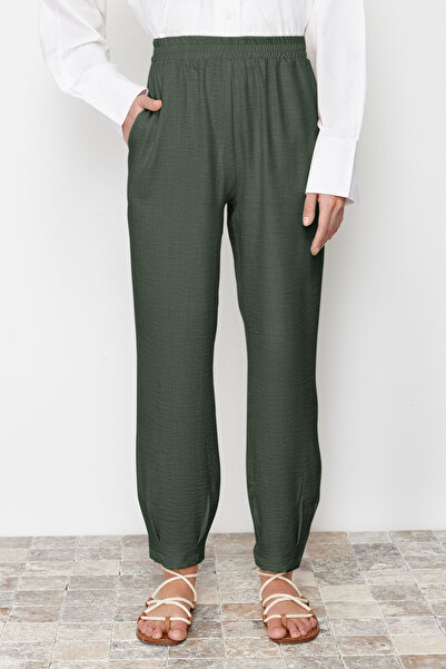 Trendyol Modest Khaki Linen Woven Vest and Trousers Set - Tctss24Us00023